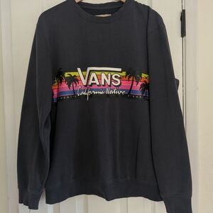 Vans Mens 80s Style Dark Grey Rainbow Sunset Crew Neck Pullover Long Sleeve Sz M